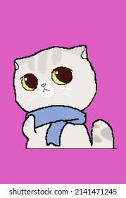 Cute Kitten Pixel Art Pink Coloured Stock Illustration 2141471245 ...