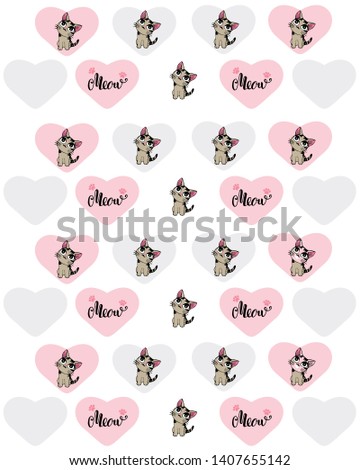 Cute kitty pattern with heart