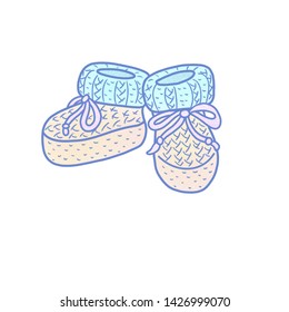 Cute knitted baby shoes isolated illustration  - Powered by Shutterstock