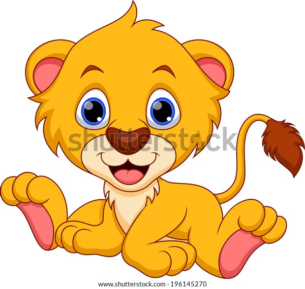 Cute Lion Cartoon Stock Illustration 196145270