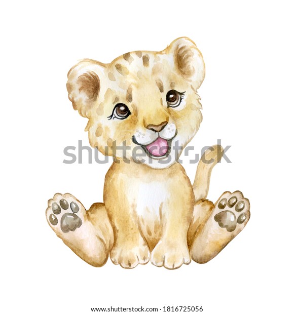 白い背景にかわいいライオンの子猫 ライオンの赤ちゃん アフリカの動物 サファリ イラトス テンプレート のイラスト素材 Shutterstock