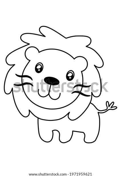 Cute Lion Drawing Outline Kids Painting Stock Illustration 1971959621 ...