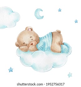 Cute Little Bear Boy Sleeping On Stock Illustration 1952756317 