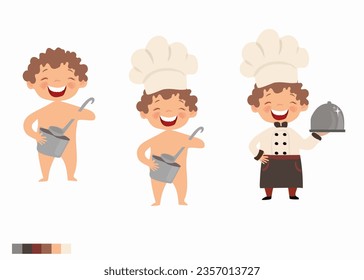 Cute little cook in different versions. Cartoon character - Powered by Shutterstock