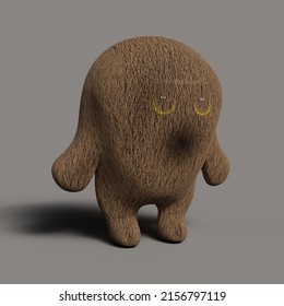 A cute little hairy monster. 3d render