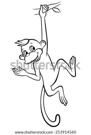 Monkey Swinging In A Tree Clipart