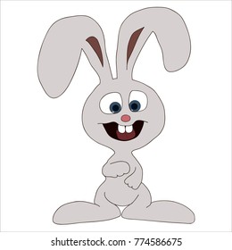 Cute Little Smiling Bunny Cartoon Illustration Stock Illustration ...