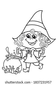 Cute Little Witch Cooking Portion Pot Stock Illustration 1837231957 ...