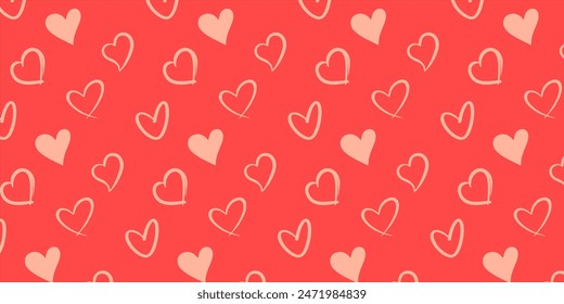 Cute love heart seamless pattern illustration. Cute romantic pink hearts background print. Valentine's day holiday backdrop texture, romantic wedding design. - Powered by Shutterstock