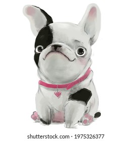 cute lovelyfrench bulldog character on white background - Powered by Shutterstock