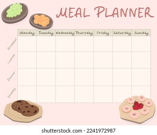 cute meal planner, weekly planning for cooking, pink background - Powered by Shutterstock