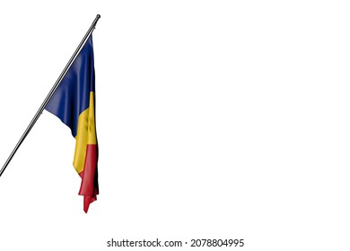 Cute Memorial Day Flag 3d Illustration
 - Romania Flag Hangs On A In Corner Pole Isolated On White