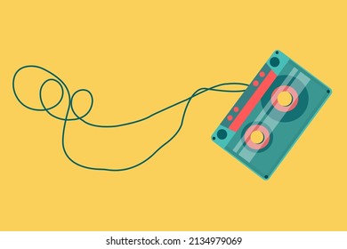 Cute Mix Tape With Yellow Background Design Fitting For People Who Love Retro Illustration. It Can Be Use As Wallpaper Or Background. It Also Can Use As Icon Or Symbol 