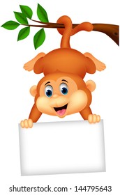 Cute Monkey Blank Sign Stock Illustration 144795643 | Shutterstock