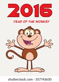 Cute Monkey Cartoon Character Open Arms Stock Illustration 357743630 ...