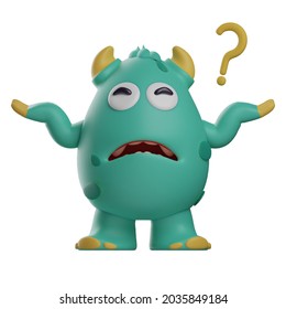 Cute Monster 3D Cartoon Has A Question