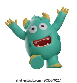 Cute Monster 3D Cartoon Picture Shouting Happy