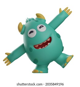 Cute Monster 3D Illustration With Funny Poses