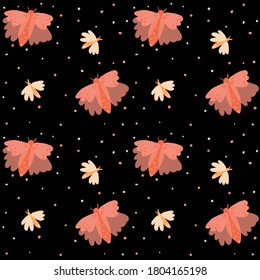 Cute Moths And Fireflies Repeating Pattern
