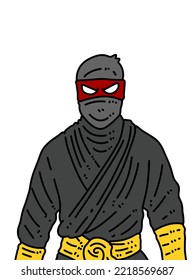 Cute Ninja Cartoon On White Background