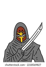 Cute Ninja Cartoon On White Background