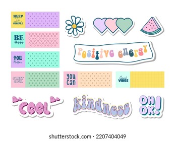 Cute Notebook Labels With Random Text Stickers