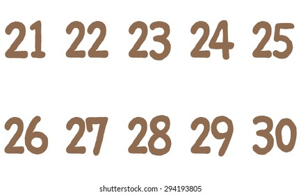 Cute Numbers 21 30 Stock Illustration