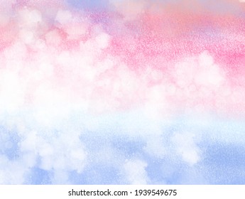 Cute Ombre Pastel Abstract Background. Sweet Soft Candy Cotton Fairy Theme. Girly Illustration For Card. Paint Line Pencil Color.