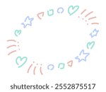 Cute oval frame with hearts and stars