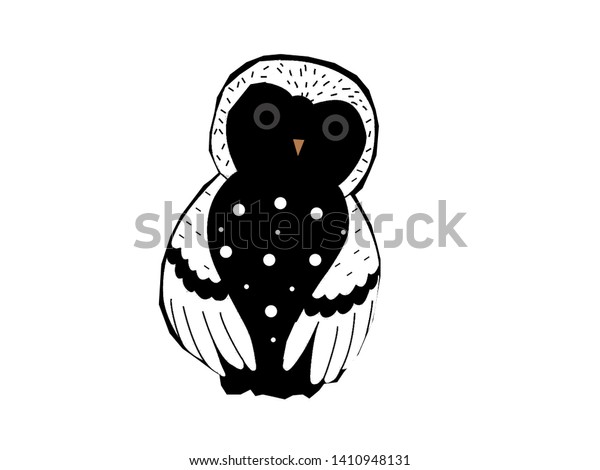 Cute Owl Icon Owl Cartoon Blackwhite Stock Illustration 1410948131