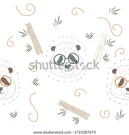 cute panda illsutration pattern with bamboo