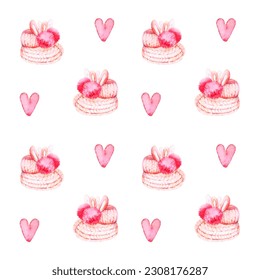 Cute pattern of watercolor pink booties and hearts for a newborn. Pattern for kids from pink elements. - Powered by Shutterstock