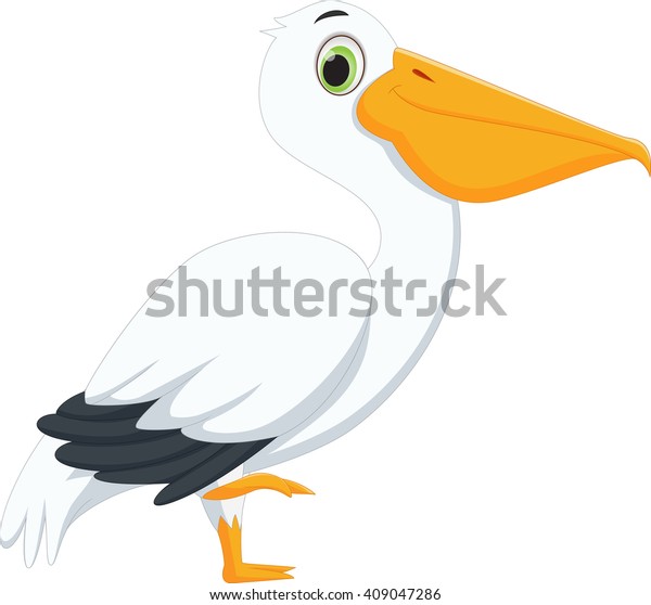 Cute Pelican Cartoon Stock Illustration 409047286