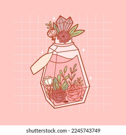 Cute perfume illustration and flowers inside  Cute aesthetic illustration  Can be used as print for posters  shirts  covers    others 