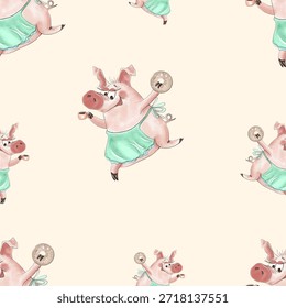 Cute Pig Baking Seamless Pattern