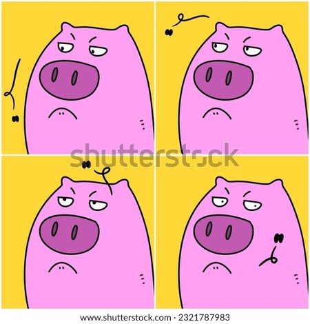 cute pig cartoon set background