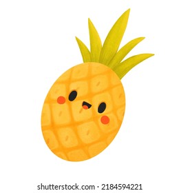 Cute Pineapple Clip Art Kawaii Fruit Stock Illustration 2184594221 ...