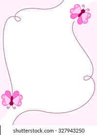 Cute Pink Butterfly Border Frame Pink Stock Illustration 327943250 ...