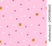 Cute pink doodle seamless pattern design