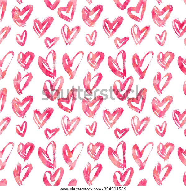 Cute Pink Painted Hearts Background Perfect Stock Illustration 394901566