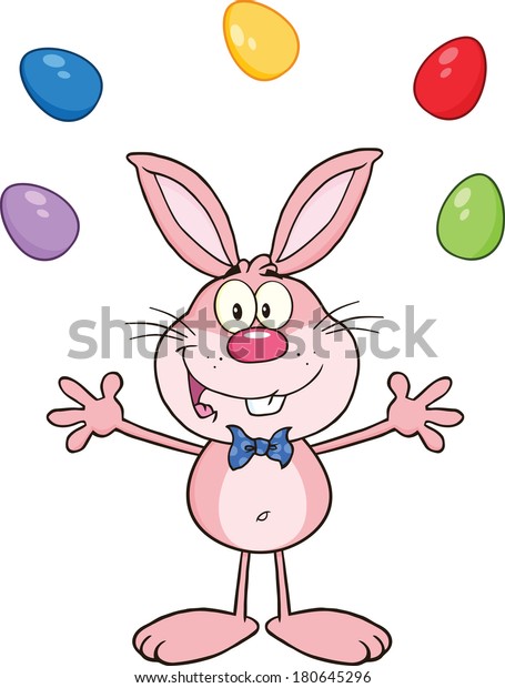 Cute Pink Rabbit Cartoon Character Juggling Stock Illustration ...