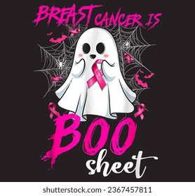 Cute Pink Ribbon Breast Cancer Is Boo Sheet Halloween Ghost tee Support your Wife Mom Daughter Grandma or any other person who is fight against Breast Cancer. Show your love  support to breast cancer - Powered by Shutterstock