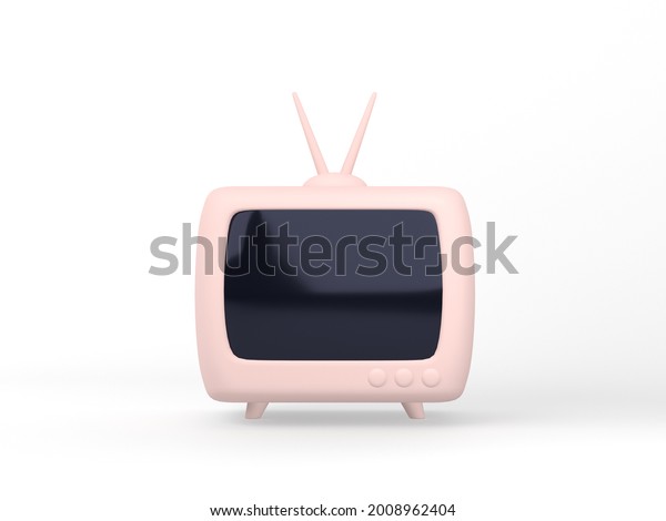 Cute Pink Vintage Television Isolated On Stock Illustration 2008962404 ...