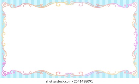 cute pink and yellow lase ornate fairy tale border, pattern, light blue stripes - Powered by Shutterstock