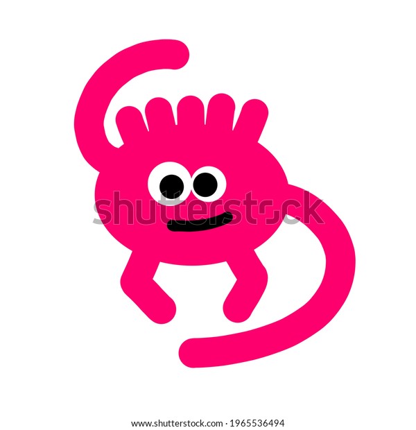 Cute Pinky Monster Long Hand Character Stock Illustration 1965536494