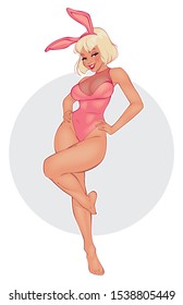 A Cute Pinup Bunny Girl Cartoon