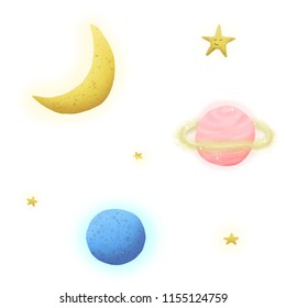 Cute planet. Background of solar system