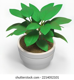 Cute Plant Pot 3D Rendering Isometric Low Popy