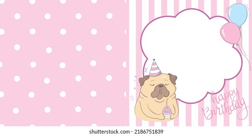 Cute Pug illustrations. Set of birthday greeting cards, posters, prints. - Powered by Shutterstock