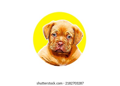 
Cute Puppy Dog In A Yellow Background. Animated, Cartoon Dog In A Beautiful Yellow Background.